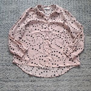 Ricki's Blush Heart Print Button Down Shirt